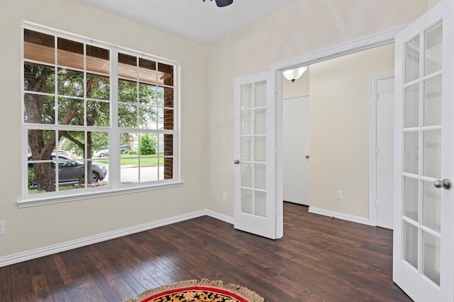 9016 N Stone Mill Ln, Fort Worth, TX 76179 - unfurnished room featuring french doors, healthy amount of natural light, and dark wood-style floors