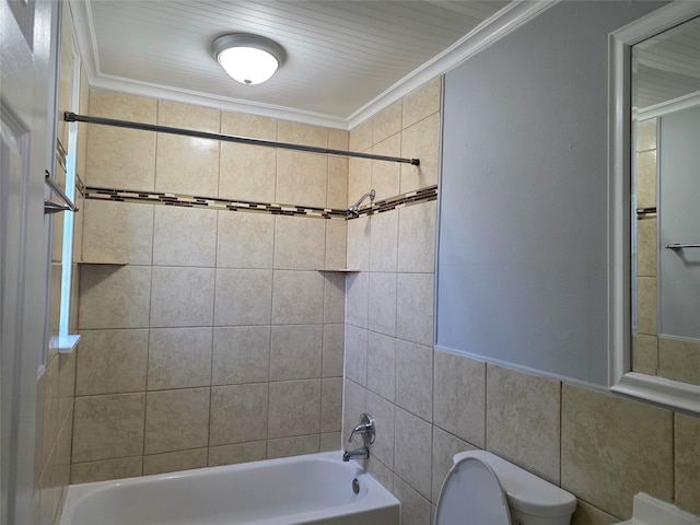 5501 Miami Dr, Rowlett, TX 75088 - full bath with ornamental molding, shower / bath combination, and toilet
