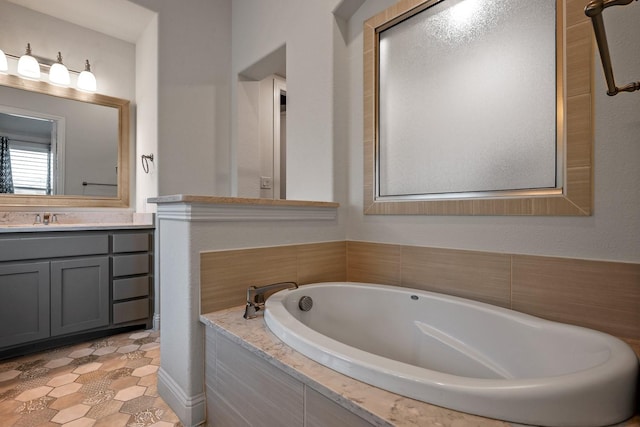 1116 Lake Hills Trl, Roanoke, TX 76262 - full bathroom with a garden tub, vanity, and tile patterned floors