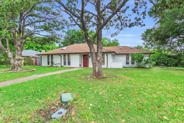 1032 Peach Ln, Desoto, TX 75115 - ranch-style home featuring a front lawn, brick siding, and a chimney