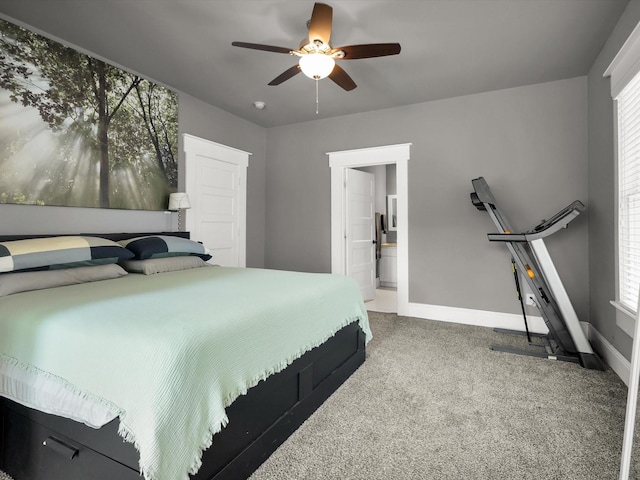 1942 Fairmount Ave, Fort Worth, TX 76110 - bedroom with baseboards, carpet floors, multiple windows, and ceiling fan