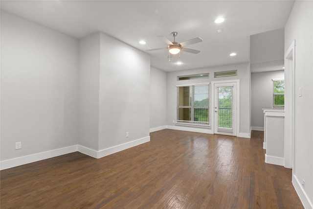 1317 Palm Canyon Dr, Dallas, TX 75204 - spare room featuring wood finished floors, ceiling fan, recessed lighting, and baseboards