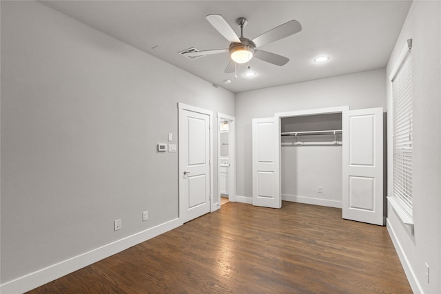 1317 Palm Canyon Dr, Dallas, TX 75204 - unfurnished bedroom featuring wood finished floors, baseboards, recessed lighting, and ceiling fan
