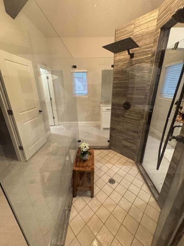 252 Harvard Ln, Springtown, TX 76082 - bathroom with walk in shower and tile patterned flooring