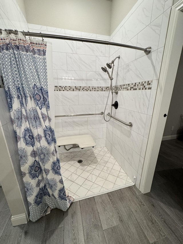 252 Harvard Ln, Springtown, TX 76082 - full bath with wood finished floors and a stall shower
