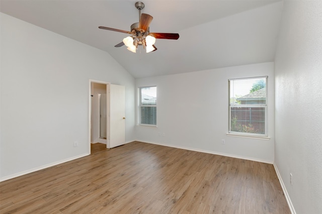 4541 Grainland Ct, Fort Worth, TX 76179 - spare room featuring vaulted ceiling, light wood-type flooring, baseboards, and a ceiling fan