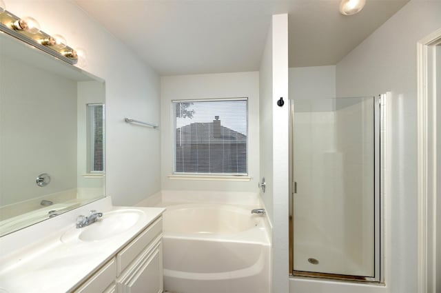 4541 Grainland Ct, Fort Worth, TX 76179 - full bath featuring a bath, a stall shower, and vanity