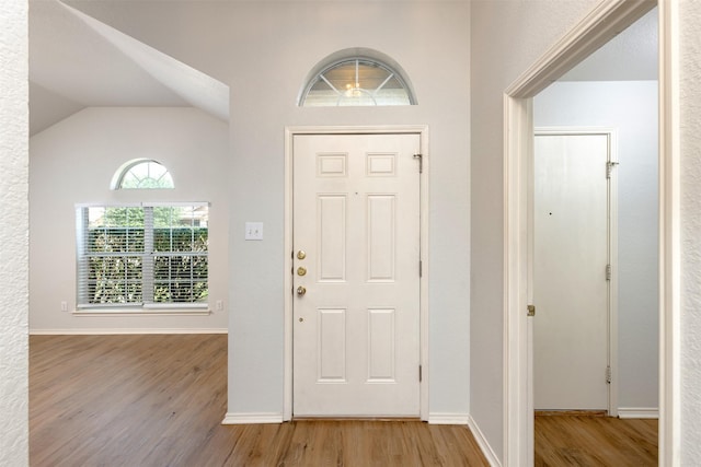 4541 Grainland Ct, Fort Worth, TX 76179 - foyer entrance featuring wood finished floors, lofted ceiling, and baseboards