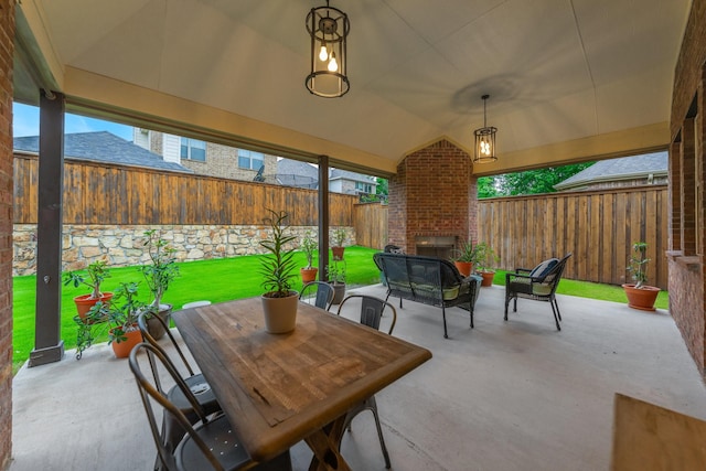 5604 Ridgeson Dr, Mckinney, TX 75071 - view of patio with an outdoor living space with a fireplace and outdoor dining area
