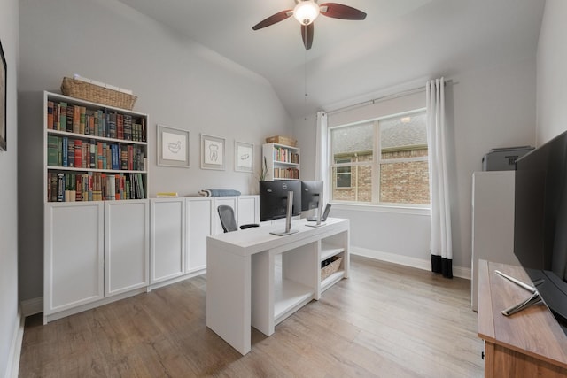 5604 Ridgeson Dr, Mckinney, TX 75071 - office space with ceiling fan, light wood finished floors, lofted ceiling, and baseboards