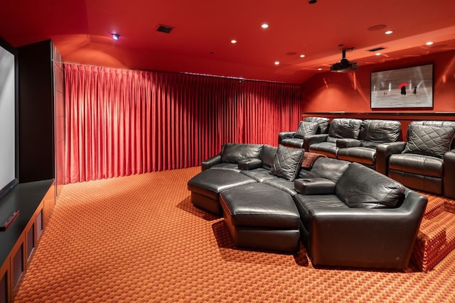 5811 Meletio Ln, Dallas, TX 75230 - cinema with carpet flooring, recessed lighting, and a ceiling fan