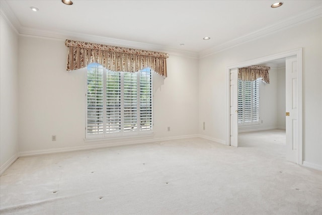 1817 Crockett Cir, Irving, TX 75038 - carpeted empty room with crown molding, plenty of natural light, recessed lighting, and baseboards