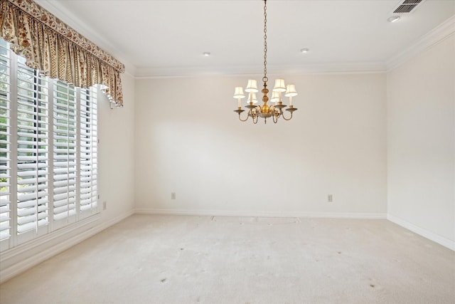 1817 Crockett Cir, Irving, TX 75038 - empty room with a chandelier, ornamental molding, baseboards, and carpet floors