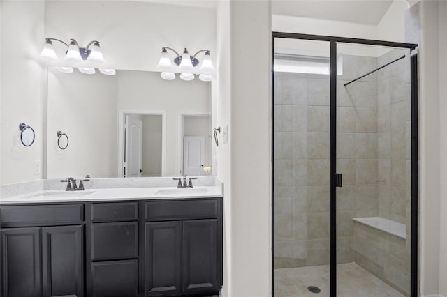 7500 W Fork Ln, Mckinney, TX 75071 - bathroom featuring a shower stall and double vanity