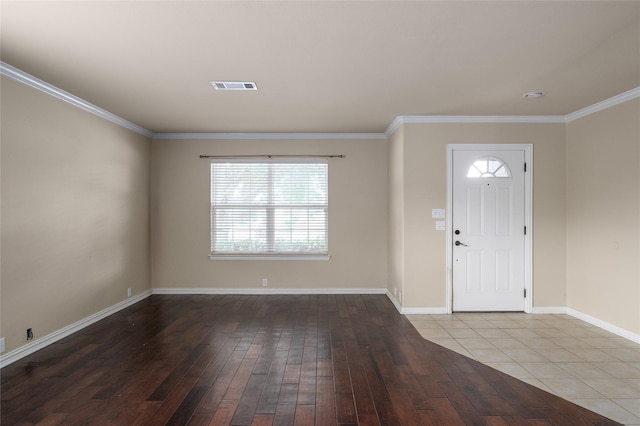 1443 Teal, Sherman, TX 75092 - entrance foyer with hardwood / wood-style floors, healthy amount of natural light, baseboards, and ornamental molding