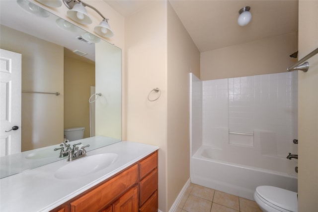 1443 Teal, Sherman, TX 75092 - bathroom with toilet, tile patterned flooring, vanity, and washtub / shower combination