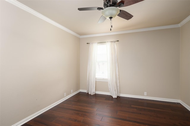 1443 Teal, Sherman, TX 75092 - empty room featuring dark wood finished floors, baseboards, ceiling fan, and ornamental molding