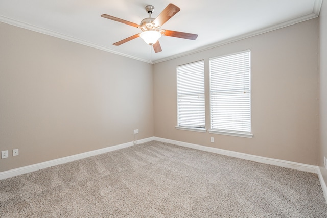 2131 Portofino Dr, Rockwall, TX 75032 - carpeted empty room with ornamental molding, a ceiling fan, and baseboards