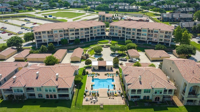 2131 Portofino Dr, Rockwall, TX 75032 - aerial perspective of suburban area featuring a pool