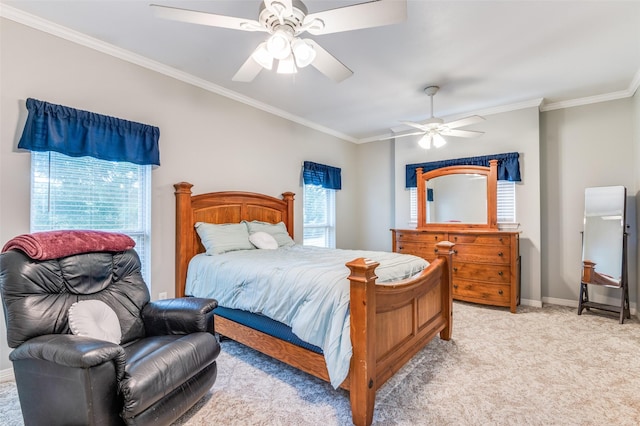 1811 Ashford Ln, Midlothian, TX 76065 - bedroom featuring light carpet, crown molding, ceiling fan, and baseboards