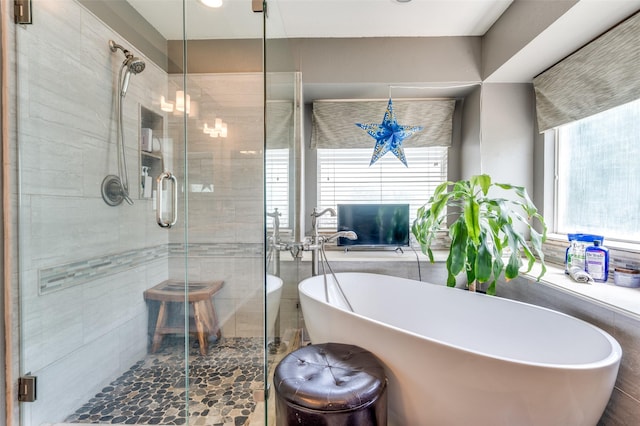 3625 Cottonwood Springs Dr, The Colony, TX 75056 - bathroom featuring a stall shower and a freestanding bath