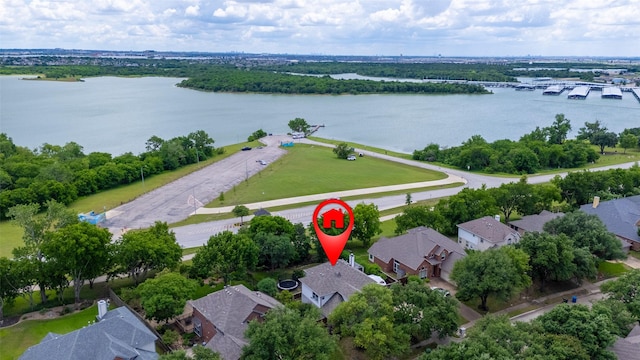3625 Cottonwood Springs Dr, The Colony, TX 75056 - aerial view of residential area featuring a large body of water