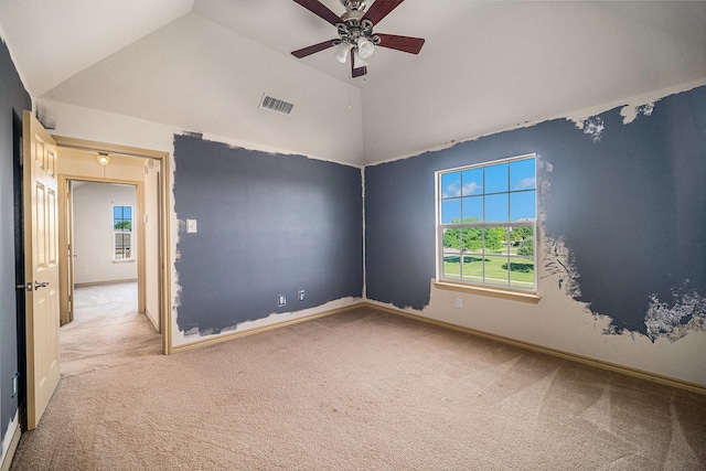 1432 Fence Post Dr, Fort Worth, TX 76052 - empty room with lofted ceiling, carpet flooring, a ceiling fan, and baseboards