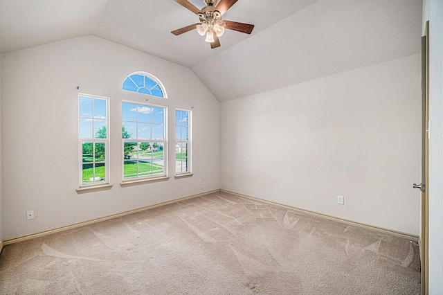 1432 Fence Post Dr, Fort Worth, TX 76052 - carpeted spare room with vaulted ceiling, ceiling fan, and baseboards