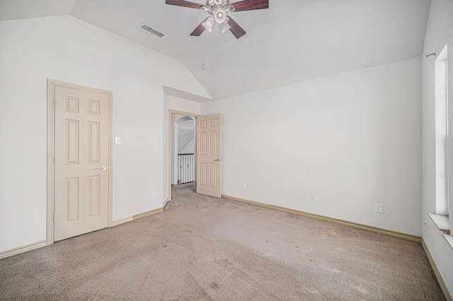 1432 Fence Post Dr, Fort Worth, TX 76052 - unfurnished bedroom with vaulted ceiling, carpet flooring, baseboards, and ceiling fan