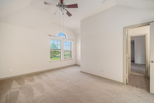 1432 Fence Post Dr, Fort Worth, TX 76052 - carpeted spare room with lofted ceiling, ceiling fan, and baseboards