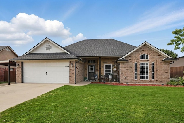 104 Radecke Rd, Krum, TX 76249 - view of front of home with brick siding, an attached garage, concrete driveway, and a shingled roof