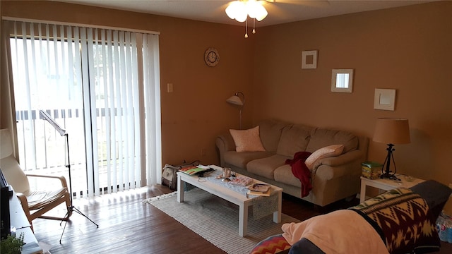 218 N Texas Blvd, Denton, TX 76201 - living area with healthy amount of natural light, ceiling fan, and wood finished floors