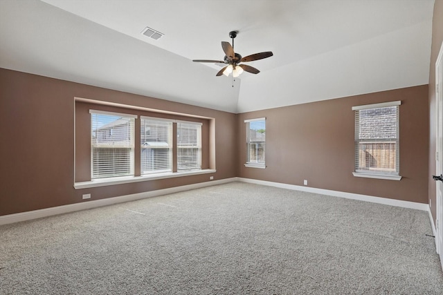 300 Navo Rd, Little Elm, TX 75068 - spare room featuring a ceiling fan, vaulted ceiling, baseboards, and carpet floors