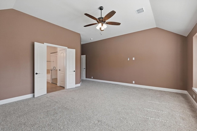 300 Navo Rd, Little Elm, TX 75068 - unfurnished bedroom with vaulted ceiling, carpet flooring, baseboards, a ceiling fan, and connected bathroom