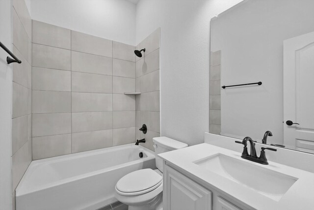 300 Navo Rd, Little Elm, TX 75068 - bathroom with toilet, vanity, and tub / shower combination