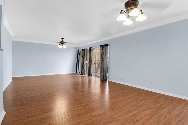 534 E Ave J Unit A, Grand Prairie, TX 75050 - unfurnished room featuring a chandelier, crown molding, a ceiling fan, wood finished floors, and baseboards
