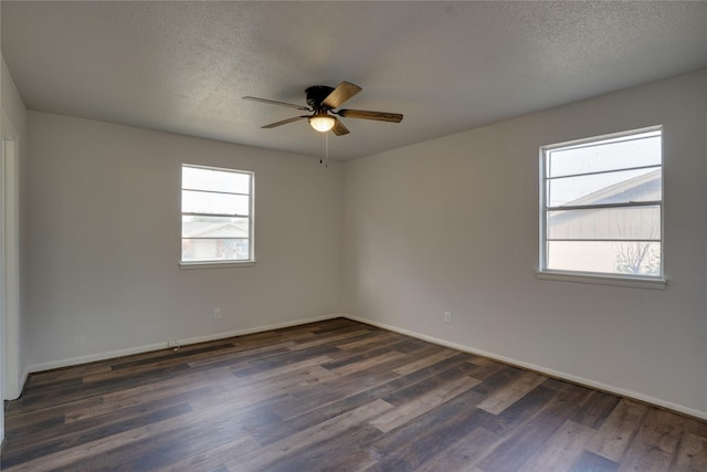 8113 Tumbleweed Trl, White Settlement, TX 76108 - unfurnished room featuring ceiling fan, dark wood-type flooring, a textured ceiling, and baseboards