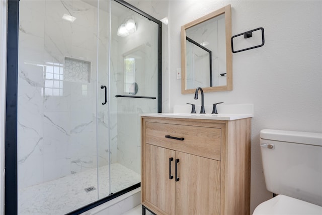 8113 Tumbleweed Trl, White Settlement, TX 76108 - full bathroom featuring toilet, a marble finish shower, and vanity
