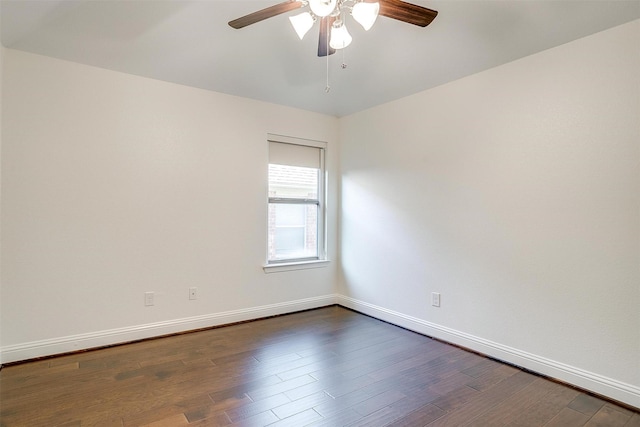 5232 Buffalo Gap Trl, Fort Worth, TX 76126 - empty room featuring a ceiling fan, dark wood-style floors, and baseboards