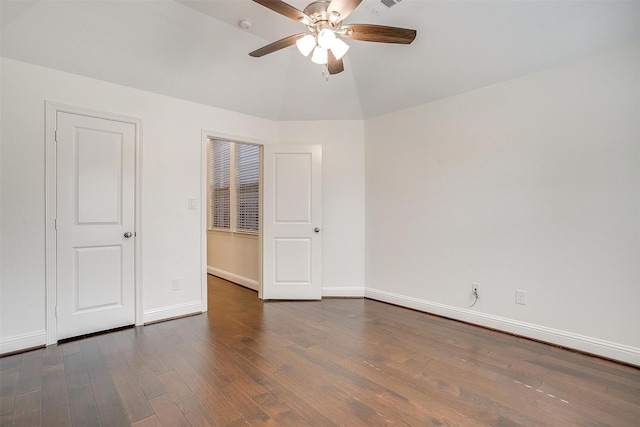 5232 Buffalo Gap Trl, Fort Worth, TX 76126 - unfurnished bedroom featuring baseboards, wood finished floors, a ceiling fan, and vaulted ceiling