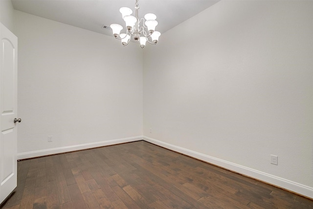 5232 Buffalo Gap Trl, Fort Worth, TX 76126 - empty room featuring a chandelier, dark wood-style flooring, and baseboards