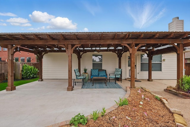217 Arabian Rd, Waxahachie, TX 75165 - view of patio / terrace featuring fence, a pergola, and outdoor lounge area