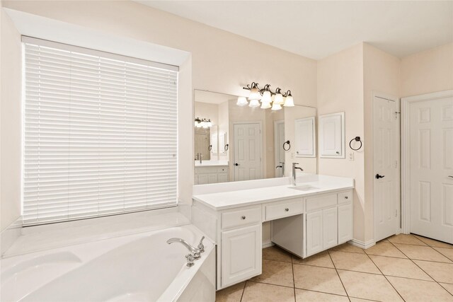 2001 Longfellow Ln, Flower Mound, TX 75028 - full bathroom with tile patterned flooring, a bath, and vanity