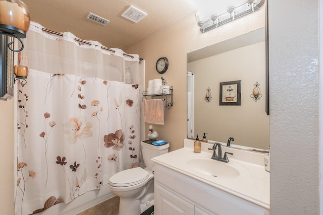 4820 Rum St, Fort Worth, TX 76244 - full bathroom featuring vanity, toilet, tile patterned flooring, and shower / bath combination with curtain