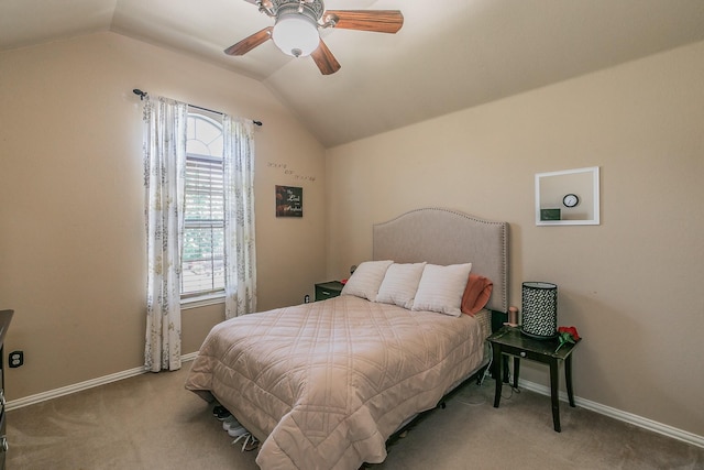 4820 Rum St, Fort Worth, TX 76244 - bedroom featuring vaulted ceiling, carpet flooring, baseboards, and ceiling fan