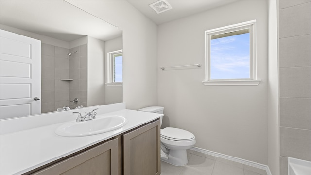 1700 Elle Ln, Aubrey, TX 76227 - full bath with vanity, toilet, baseboards,  shower combination, and tile patterned floors