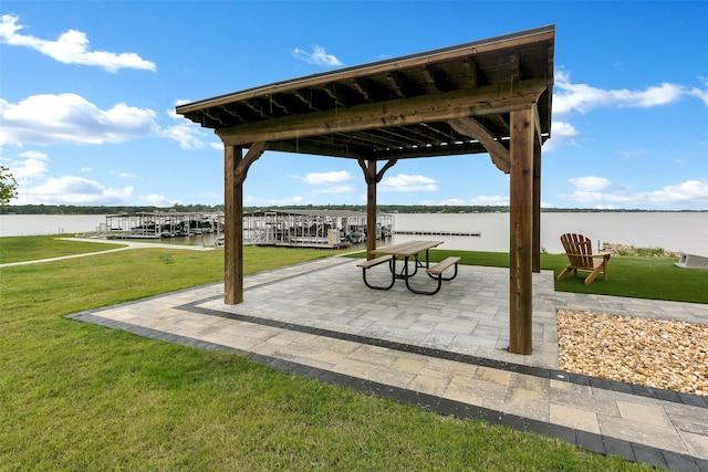 2401 Portwood Way, Fort Worth, TX 76179 - view of patio featuring a water view and a gazebo
