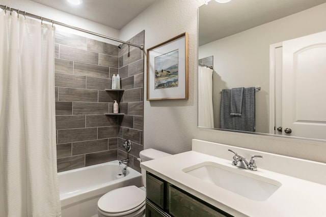 3101 Gilchrist Dr, Waco, TX 76655 - bathroom featuring toilet, shower / tub combo with curtain, and vanity