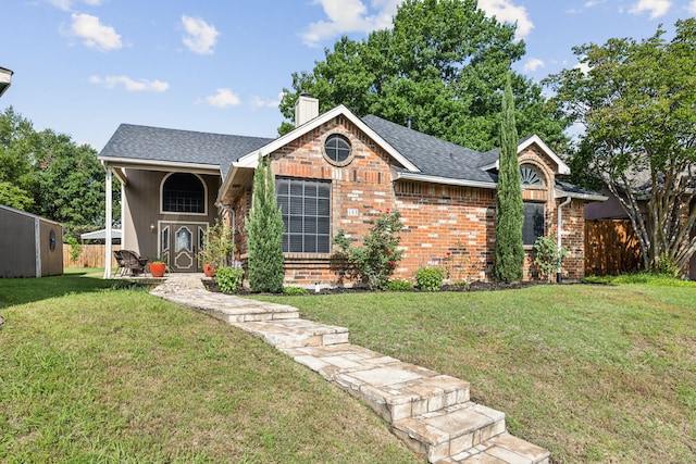 400 Crooked Ln, Mesquite, TX 75149 - single story home featuring a chimney, brick siding, and a shingled roof