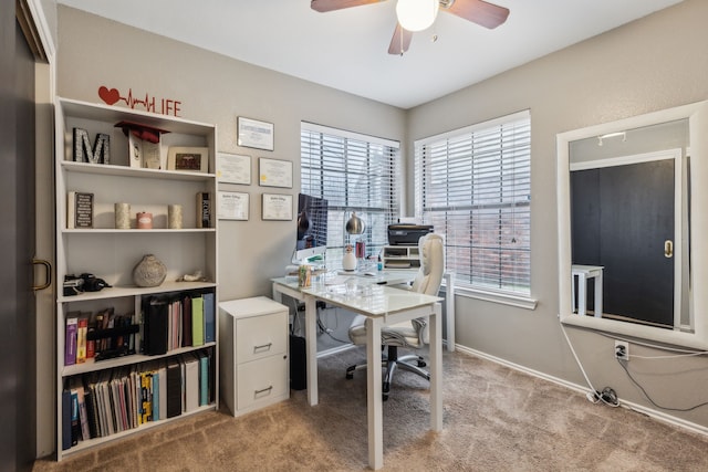 400 Crooked Ln, Mesquite, TX 75149 - carpeted office space with a ceiling fan, healthy amount of natural light, and baseboards